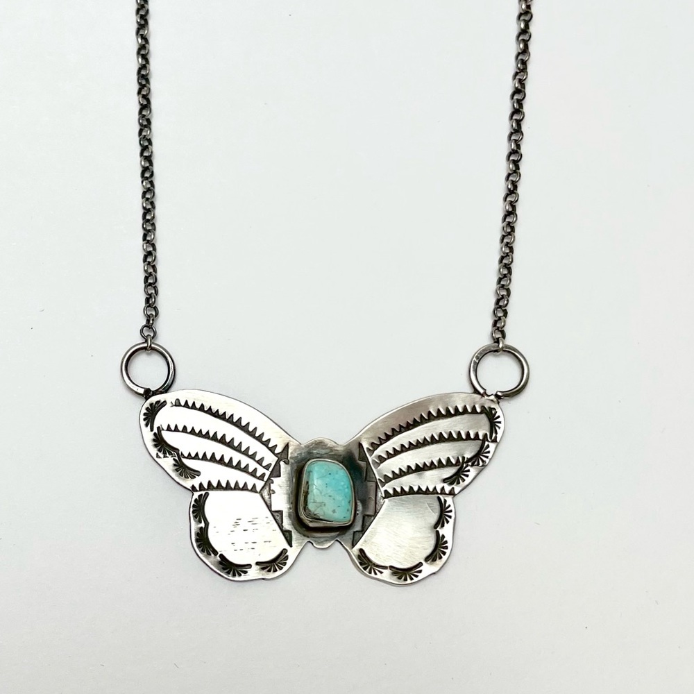 Butterfly necklace sterling silver Navajo jewelry